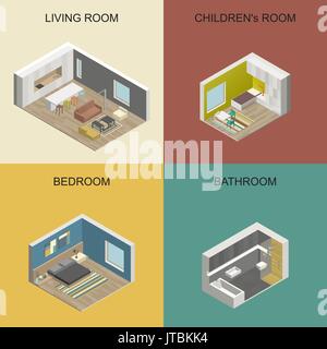 Chambres isométrique Illustration de Vecteur