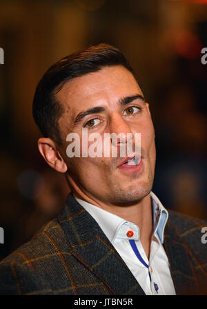 Anthony Crolla parle lors d'une conférence de presse à l'hôtel Radisson Edwardian Hotel Manchester. ASSOCIATION DE PRESSE Photo. Photo date : mardi 8 août 2017. Voir l'activité de boxe histoire de Manchester. Crédit photo doit se lire : Anthony Devlin/PA Wire. Banque D'Images