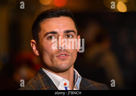 Anthony Crolla parle lors d'une conférence de presse à l'hôtel Radisson Edwardian Hotel Manchester. Banque D'Images