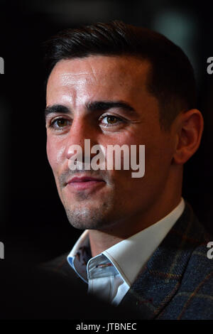 Anthony Crolla parle lors d'une conférence de presse à l'hôtel Radisson Edwardian Hotel Manchester. ASSOCIATION DE PRESSE Photo. Photo date : mardi 8 août 2017. Voir l'activité de boxe histoire de Manchester. Crédit photo doit se lire : Anthony Devlin/PA Wire. Banque D'Images