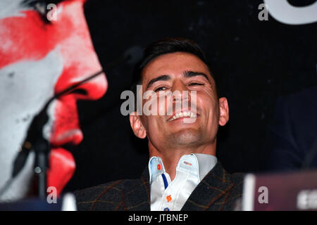 Anthony Crolla parle lors d'une conférence de presse à l'hôtel Radisson Edwardian Hotel Manchester. Banque D'Images