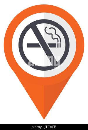 Ne pas fumer dans l'icône vecteur pointeur orange 10 eps isolé sur fond blanc. Illustration de Vecteur