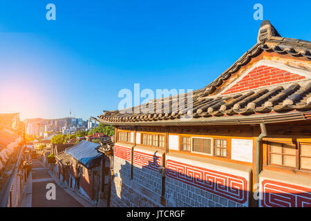 Le village de Bukchon Hanok à Séoul, Corée du Sud. Banque D'Images