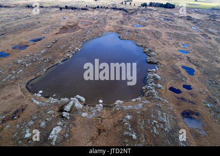 Sutton Sutton, Salt Lake, près de Middlemarch, Taieri Strath, Otago, île du Sud, Nouvelle-Zélande - Antenne de drone Banque D'Images