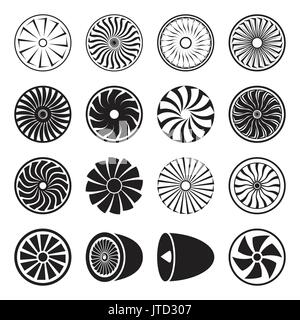 Les icônes de l'éolienne. Collection de symboles noirs isolé sur un fond blanc. Vector illustration Illustration de Vecteur
