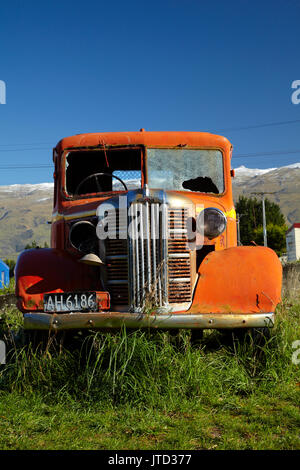 Vintage Austin chariot par Middlemarch Gare, Taieri Strath, Otago, île du Sud, Nouvelle-Zélande Banque D'Images