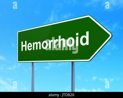 Medicine concept : hémorroïde sur fond des panneaux routiers Banque D'Images
