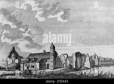 Dudley Priory (anciennement le Worcestershire) comme on le voit dans une gravure 1776 Banque D'Images