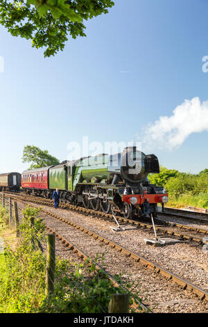 Le monde célèbre ex-LNER locomotive à vapeur no.60103 'Flying Scotsman' à l'Ouest sur les Évêques Lydeard Fer Somerset, England, UK Banque D'Images