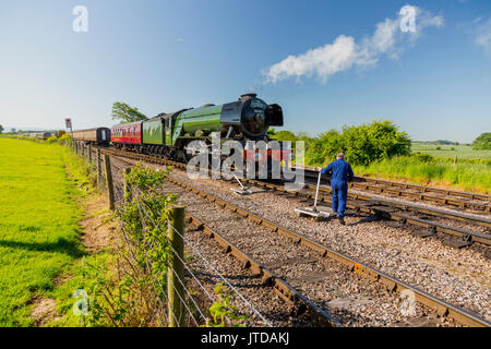 Le monde célèbre ex-LNER locomotive à vapeur no.60103 'Flying Scotsman' à l'Ouest sur les Évêques Lydeard Fer Somerset, England, UK Banque D'Images