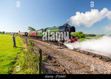 Le monde célèbre ex-LNER locomotive à vapeur no.60103 'Flying Scotsman' à l'Ouest sur les Évêques Lydeard Fer Somerset, England, UK Banque D'Images