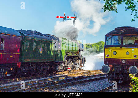 Le monde célèbre ex-LNER locomotive à vapeur no.60103 'Flying Scotsman' à l'Ouest sur les Évêques Lydeard Fer Somerset, England, UK Banque D'Images