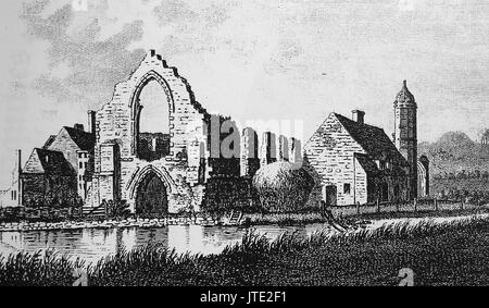 Dudley Priory (anciennement le Worcestershire) comme on le voit dans une gravure 1776 Banque D'Images