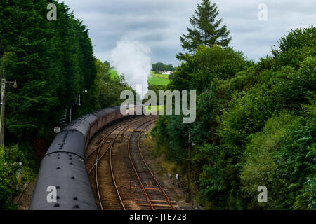 Le Train à vapeur Royal écossais prend ses passagers à par la gare, St Austell, Cornwall. Éditorial, 06/08/2017, Banque D'Images