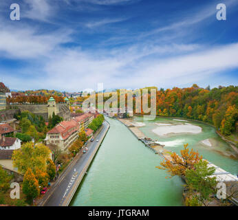 Vue d'automne sur la rivière Aar Berne, cityscape, Suisse Banque D'Images