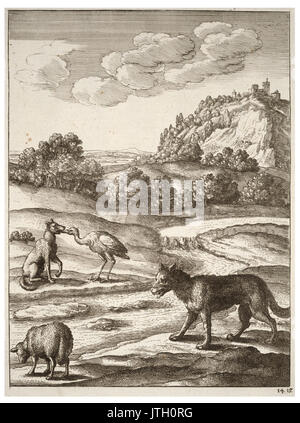 Place Wenceslas Hollar le loup, l'agneau, et la grue Banque D'Images