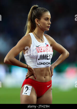 Londres, Royaume-Uni. Le 08 août, 2017. Londres, le 08 août 2017 . Isidora Jiménez, au Chili, dans le women's 200m séries sur cinq jours de l'IAAF 2017 Championnats du monde de Londres au London Stadium. Crédit : Paul Davey/Alamy Live News Banque D'Images
