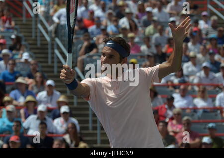 La légende du tennis et des plus anciens Maîtres (Miami,2017) Grand Chelem (Wimbledon,2017) champion, Roger Federer (SUI est montrant master class à la Coupe Rogers, Montréal Banque D'Images