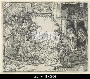 Rembrandt van Rijn Adoration des bergers, avec lampe Banque D'Images