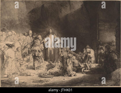 Rembrandt van Rijn Christ prêchant (la centaine de Guilder Print) Banque D'Images