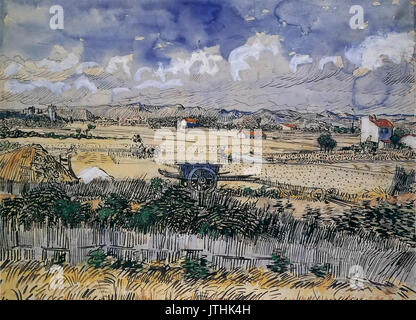 Vincent van Gogh La moisson en Provence (1888) Banque D'Images