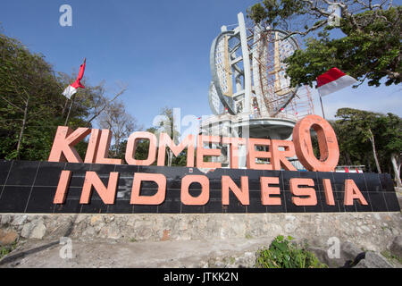 Kilomètre Zéro signe en pointe nord de l'Indonésie, Pulau Weh, Aceh Banque D'Images