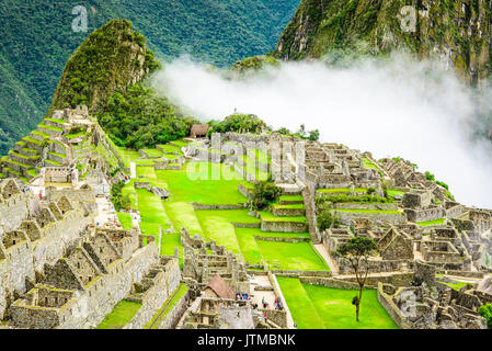 Machu Picchu, Pérou - Ruines de l'Empire Inca, ville et montagne Huaynapicchu, Vallée Sacrée, Cuzco. Amazing place de l'Amérique du Sud. Banque D'Images