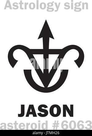 Alphabet d'astrologie : JASON, astéroïde # 6063. Caractères hiéroglyphes signe (symbole unique). Illustration de Vecteur