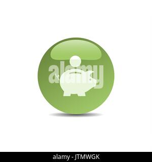 Tirelire icône sur une bulle verte Illustration de Vecteur