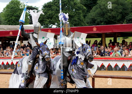 Tournoi de joutes et reconstitution médiévale de la guerre des Deux-Roses à Warwick Castle Banque D'Images