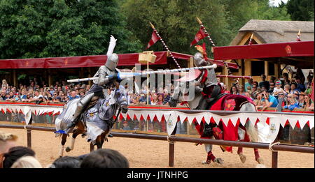 Tournoi de joutes et reconstitution médiévale de la guerre des Deux-Roses à Warwick Castle Banque D'Images