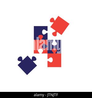 Pièces du puzzle formant un rectangle, isolé sur fond blanc. Illustration de Vecteur