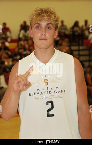 Ariza des Game Awards (AEGA) Celebrity Charity Basketball Game, à William Howard Taft Charter High School dans le quartier de Woodland Hills Los Angeles, Californie. Avec : Jake Paul Où : Los Angeles, California, United States Quand : 08 Jul 2017 Guillermo/WENN.com Proano Banque D'Images