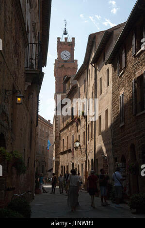 Palazzo Comunale gothique dans la vieille ville de Pienza énumérés dans la liste du patrimoine mondial par l'UNESCO, Pienza, Toscane, Italie. 31 Juillet 2016 © Wojciech Strozyk / Alamy stoc Banque D'Images