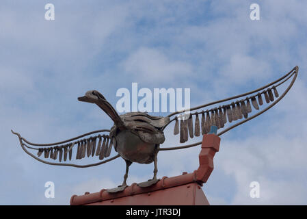 Metal Sculpture d'oie à l'installation de la station de pompage de l'abbaye est le musée de la science et de la technologie à Leicester Banque D'Images