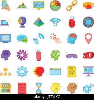 Dossier Web icons set, cartoon style Illustration de Vecteur