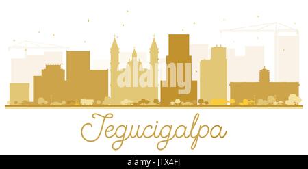 Les toits de la ville de Tegucigalpa golden silhouette. vector illustration. simple télévision concept pour tourisme présentation, bannière, un placard ou un site web. cityscape Illustration de Vecteur