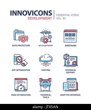 Développement de pages Web - moderne ligne vectorielle icons set. Illustration de Vecteur