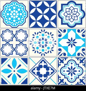 Motif bleu), Lisbonne, mosaïque floral seamless ornament - Méditerranée Azulejos Illustration de Vecteur