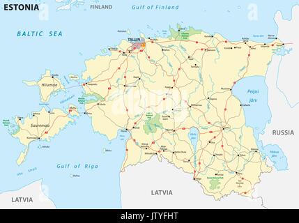 Route de l'Estonie et la carte du Parc National Illustration de Vecteur