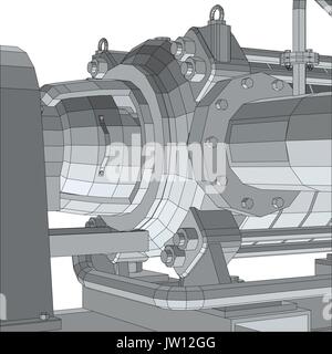 Pompe d'équipement industriel. Wire-frame. Format EPS10. Le rendu 3D de vecteur Illustration de Vecteur