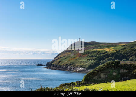 Bradda Printing Head & Milner's Tower, Port Erin Bay, île de Man). Banque D'Images