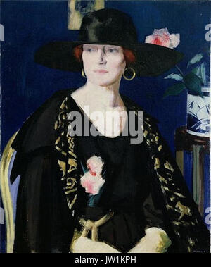 Cadell une dame en noir et le manteau brodé d'Or Banque D'Images