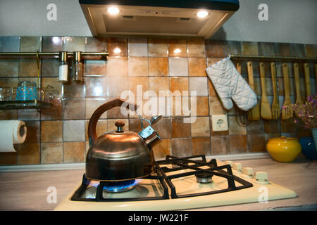 Belle, le cuivre, le nouveau plateau, close-up Banque D'Images