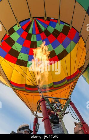 Bande de montgolfières d'or piloté par Bill Armstrong burst tir de flamme à Colorado River Crossing festival de ballons à Yuma, AZ en novembre 2016 Banque D'Images