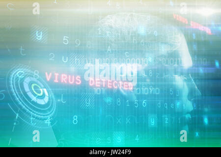 L'image numérique de l'interface cerveau-plans abstraits turquoise contre Banque D'Images