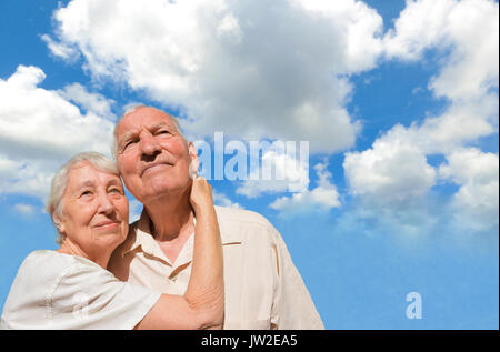 A Senior couple in a blue sky Banque D'Images