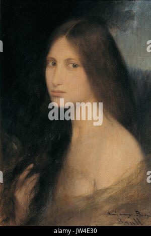 Jove amb cabell llarg Joan Brull je Vinyoles (1863 1912) Banque D'Images