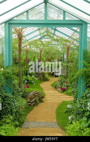 Vue de l'intérieur des Serres Royales de Laeken Château Royal de Laeken Bruxelles, Belgique DSC07318 Banque D'Images