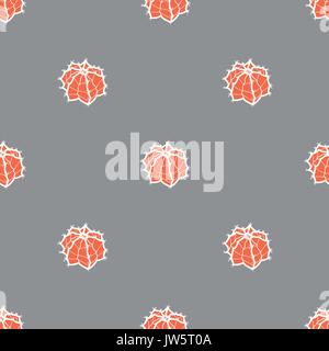 En succulentes contour blanc et rouge plan sur fond gris. hand drawn seamless pattern style. vector illustration. Illustration de Vecteur